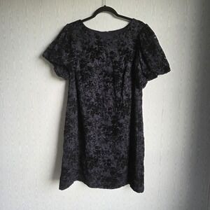 Jessica Howard 16W Burnout Velvet Dress Lace Puff Sleeve Mini Y2K Whimsigoth